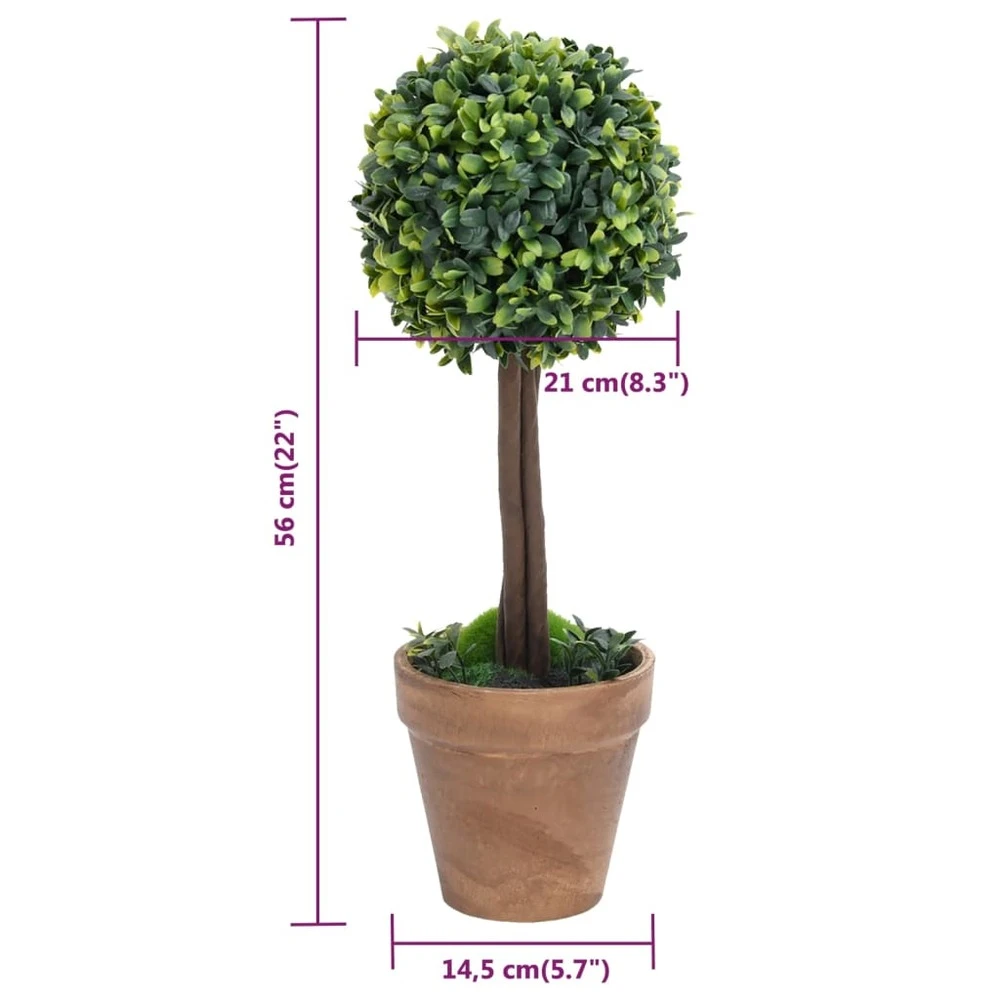 VIDAXL Plantes De Buis Artificiel 2 Pcs Avec Pots Boule Vert 56 Cm 6 VIDAXL Plantes De Buis Artificiel 2 Pcs Avec Pots Boule Vert 56 Cm – Image 6