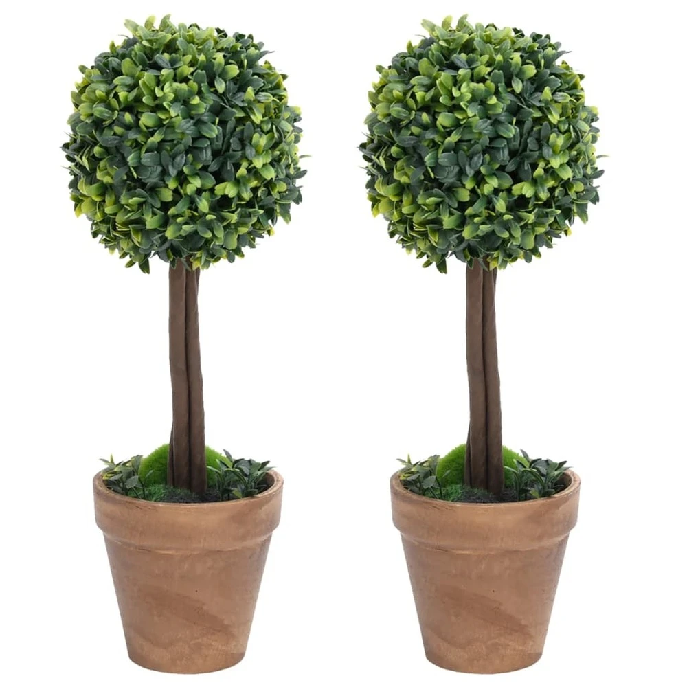 VIDAXL Plantes De Buis Artificiel 2 Pcs Avec Pots Boule Vert 56 Cm 1 VIDAXL Plantes De Buis Artificiel 2 Pcs Avec Pots Boule Vert 56 Cm